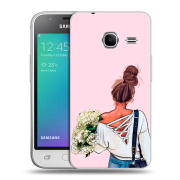 Силиконовый чехол на Samsung Galaxy J1 mini (2016) с принтом Девушка и букет Силиконовый чехол на Samsung Galaxy J1 mini (2016) с принтом Девушка и букет
