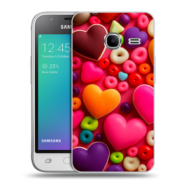 Силиконовый чехол на Samsung Galaxy J1 mini (2016) с принтом Сердечки Силиконовый чехол на Samsung Galaxy J1 mini (2016) с принтом Сердечки