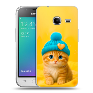 Силиконовый чехол на Samsung Galaxy J1 mini (2016) с принтом Котенок в шапке Силиконовый чехол на Samsung Galaxy J1 mini (2016) с принтом Котенок в шапке