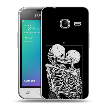 Силиконовый чехол на Samsung Galaxy J1 mini (2016) с принтом Поцелуй скелетов Силиконовый чехол на Samsung Galaxy J1 mini (2016) с принтом Поцелуй скелетов