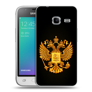 Силиконовый чехол на Samsung Galaxy J1 mini (2016) с принтом Герб России желтый Силиконовый чехол на Samsung Galaxy J1 mini (2016) с принтом Герб России желтый