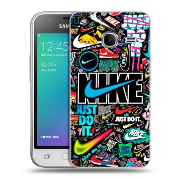 Силиконовый чехол на Samsung Galaxy J1 mini (2016) с принтом найк nike черный Силиконовый чехол на Samsung Galaxy J1 mini (2016) с принтом найк nike черный