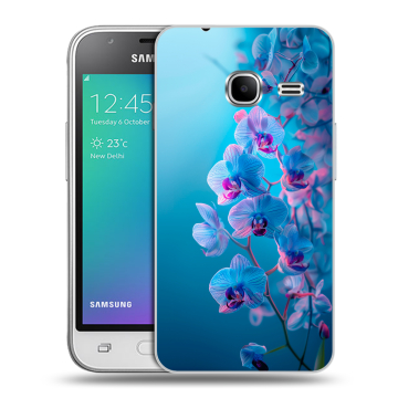 Силиконовый чехол на Samsung Galaxy J1 mini (2016) с принтом голубые орхидеи Силиконовый чехол на Samsung Galaxy J1 mini (2016) с принтом голубые орхидеи