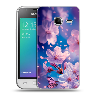 Силиконовый чехол на Samsung Galaxy J1 mini (2016) с принтом цветы бабочки Силиконовый чехол на Samsung Galaxy J1 mini (2016) с принтом цветы бабочки