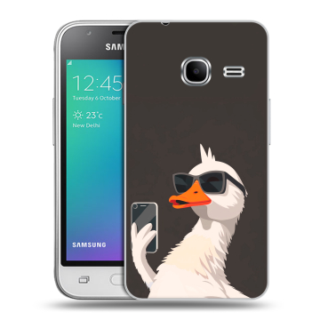 Силиконовый чехол на Samsung Galaxy J1 mini (2016) с принтом утка в очках Силиконовый чехол на Samsung Galaxy J1 mini (2016) с принтом утка в очках