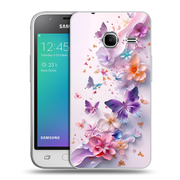 Силиконовый чехол на Samsung Galaxy J1 mini (2016) с принтом цветы бабочки Силиконовый чехол на Samsung Galaxy J1 mini (2016) с принтом цветы бабочки