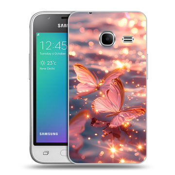 Силиконовый чехол на Samsung Galaxy J1 mini (2016) с принтом бабочки розовые Силиконовый чехол на Samsung Galaxy J1 mini (2016) с принтом бабочки розовые