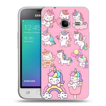 Силиконовый чехол на Samsung Galaxy J1 mini (2016) с принтом Единороги и радуга Силиконовый чехол на Samsung Galaxy J1 mini (2016) с принтом Единороги и радуга