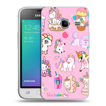 Силиконовый чехол на Samsung Galaxy J1 mini (2016) с принтом розовые единороги Силиконовый чехол на Samsung Galaxy J1 mini (2016) с принтом розовые единороги