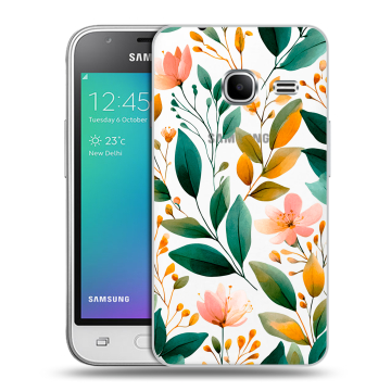Силиконовый чехол на Samsung Galaxy J1 mini (2016) с принтом Цветы паттерн Силиконовый чехол на Samsung Galaxy J1 mini (2016) с принтом Цветы паттерн