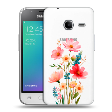 Силиконовый чехол на Samsung Galaxy J1 mini (2016) с принтом Цветы Силиконовый чехол на Samsung Galaxy J1 mini (2016) с принтом Цветы