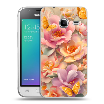 Силиконовый чехол на Samsung Galaxy J1 mini (2016) с принтом Цветы и бабочки Силиконовый чехол на Samsung Galaxy J1 mini (2016) с принтом Цветы и бабочки
