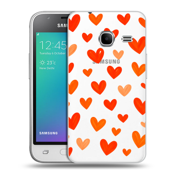 Силиконовый чехол на Samsung Galaxy J1 mini (2016) с принтом Сердечки Силиконовый чехол на Samsung Galaxy J1 mini (2016) с принтом Сердечки