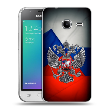 Силиконовый чехол на Samsung Galaxy J1 mini (2016) с принтом Флаг России Силиконовый чехол на Samsung Galaxy J1 mini (2016) с принтом Флаг России