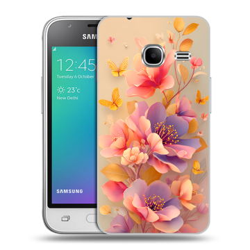 Силиконовый чехол на Samsung Galaxy J1 mini (2016) с принтом Цветы и бабочки Силиконовый чехол на Samsung Galaxy J1 mini (2016) с принтом Цветы и бабочки