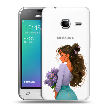 Силиконовый чехол на Samsung Galaxy J1 mini (2016) с принтом девушка цветы Силиконовый чехол на Samsung Galaxy J1 mini (2016) с принтом девушка цветы
