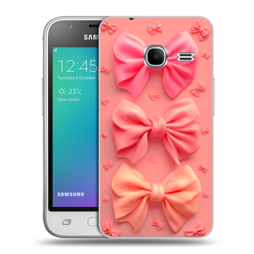 Силиконовый чехол на Samsung Galaxy J1 mini (2016) с принтом Розовые бантики Силиконовый чехол на Samsung Galaxy J1 mini (2016) с принтом Розовые бантики