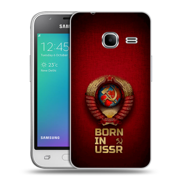 Силиконовый чехол на Samsung Galaxy J1 mini (2016) с принтом Флаг Герб СССР Силиконовый чехол на Samsung Galaxy J1 mini (2016) с принтом Флаг Герб СССР