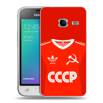 Силиконовый чехол на Samsung Galaxy J1 mini (2016) с принтом Флаг Герб СССР Силиконовый чехол на Samsung Galaxy J1 mini (2016) с принтом Флаг Герб СССР