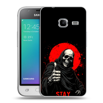 Силиконовый чехол на Samsung Galaxy J1 mini (2016) с принтом смешной скелет Силиконовый чехол на Samsung Galaxy J1 mini (2016) с принтом смешной скелет