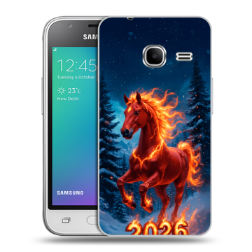 Силиконовый чехол на Samsung Galaxy J1 mini (2016) с принтом Новый год коня Силиконовый чехол на Samsung Galaxy J1 mini (2016) с принтом Новый год коня
