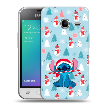 Силиконовый чехол на Samsung Galaxy J1 mini (2016) с принтом Стич Новый год Силиконовый чехол на Samsung Galaxy J1 mini (2016) с принтом Стич Новый год