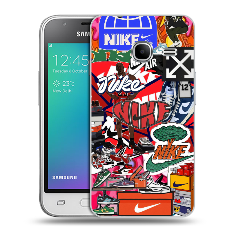 Силиконовый чехол на Samsung Galaxy J1 mini (2016) с принтом Найк Nike яркий Силиконовый чехол на Samsung Galaxy J1 mini (2016) с принтом Найк Nike яркий