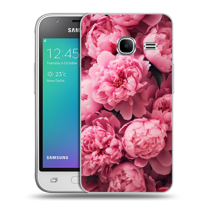 Силиконовый чехол на Samsung Galaxy J1 mini (2016) с принтом цветы пионы Силиконовый чехол на Samsung Galaxy J1 mini (2016) с принтом цветы пионы