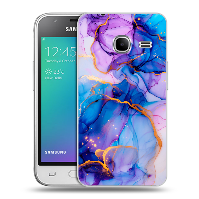 Силиконовый чехол на Samsung Galaxy J1 mini (2016) с принтом синий мрамор Силиконовый чехол на Samsung Galaxy J1 mini (2016) с принтом синий мрамор