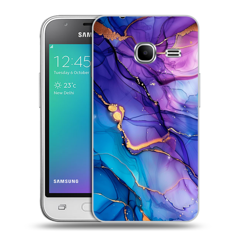 Силиконовый чехол на Samsung Galaxy J1 mini (2016) с принтом синий мрамор Силиконовый чехол на Samsung Galaxy J1 mini (2016) с принтом синий мрамор