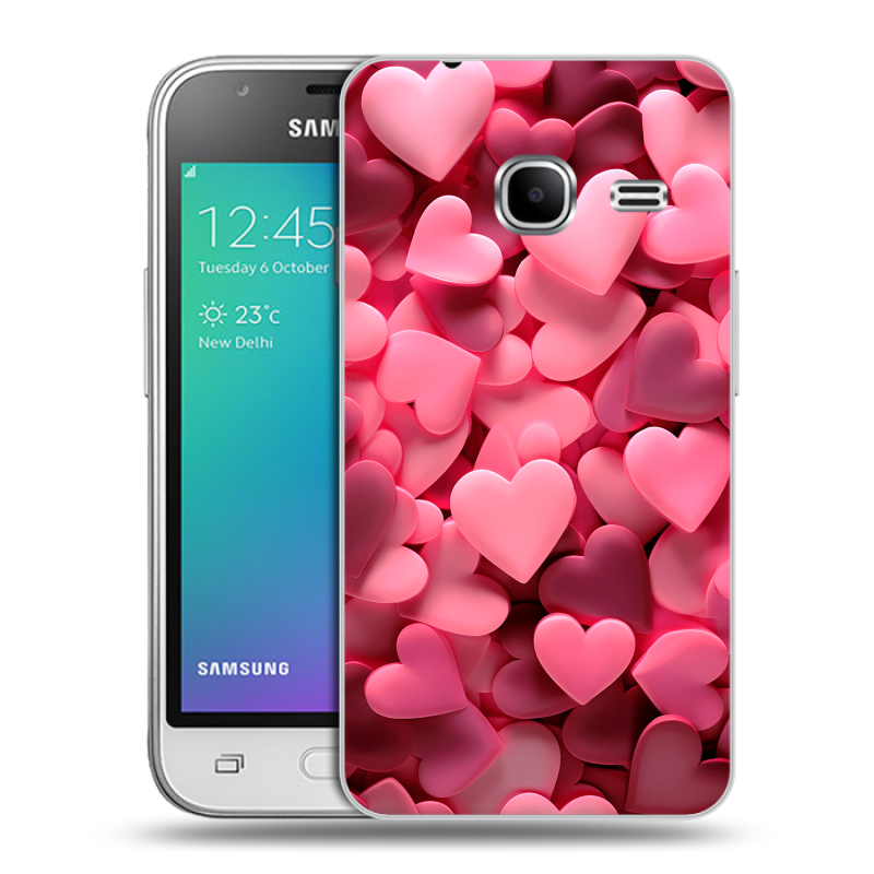 Силиконовый чехол на Samsung Galaxy J1 mini (2016) с принтом розовые сердечки Силиконовый чехол на Samsung Galaxy J1 mini (2016) с принтом розовые сердечки