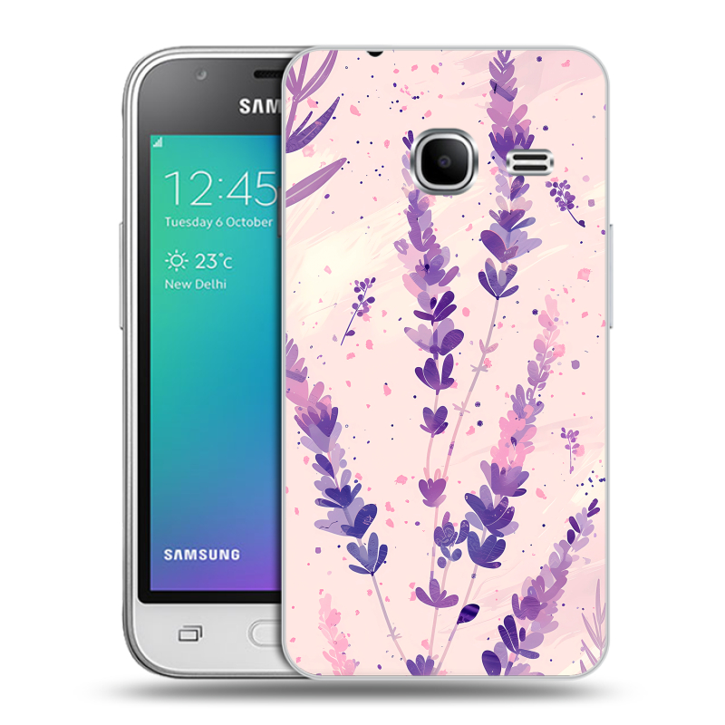 Силиконовый чехол на Samsung Galaxy J1 mini (2016) с принтом цветы лаванда Силиконовый чехол на Samsung Galaxy J1 mini (2016) с принтом цветы лаванда