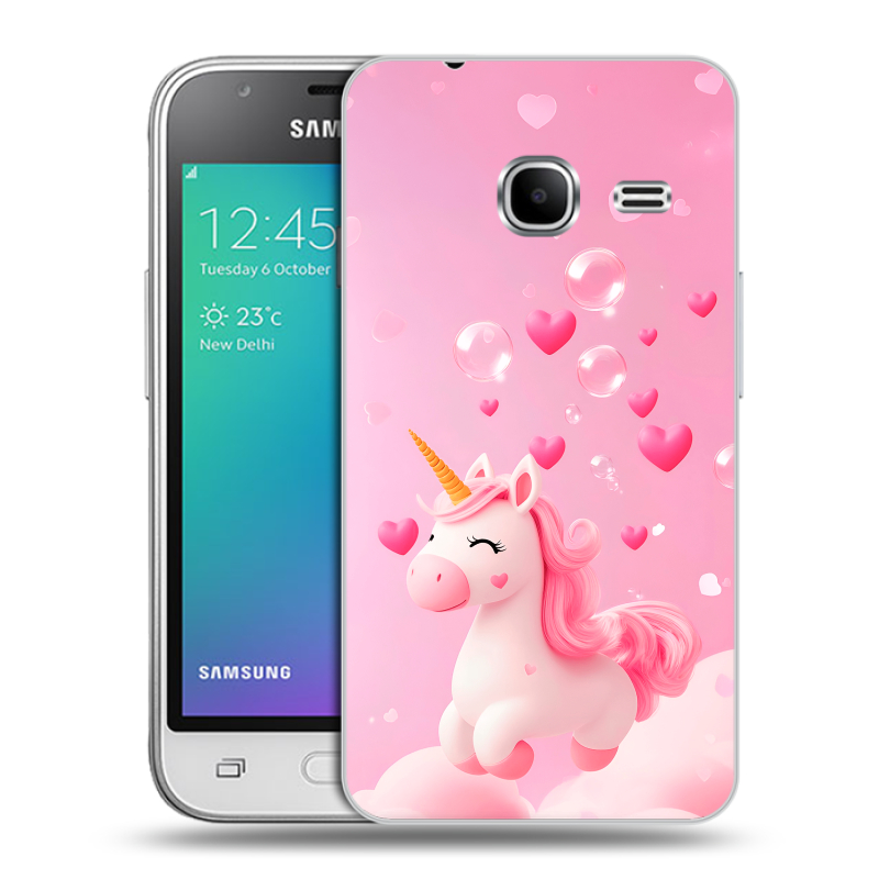 Силиконовый чехол на Samsung Galaxy J1 mini (2016) с принтом Единорог Силиконовый чехол на Samsung Galaxy J1 mini (2016) с принтом Единорог
