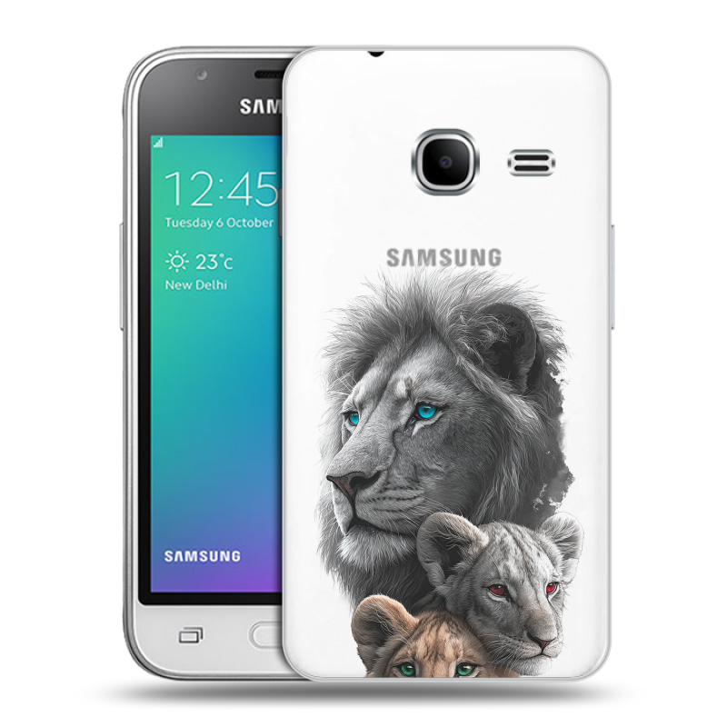 Силиконовый чехол на Samsung Galaxy J1 mini (2016) с принтом Львы Силиконовый чехол на Samsung Galaxy J1 mini (2016) с принтом Львы