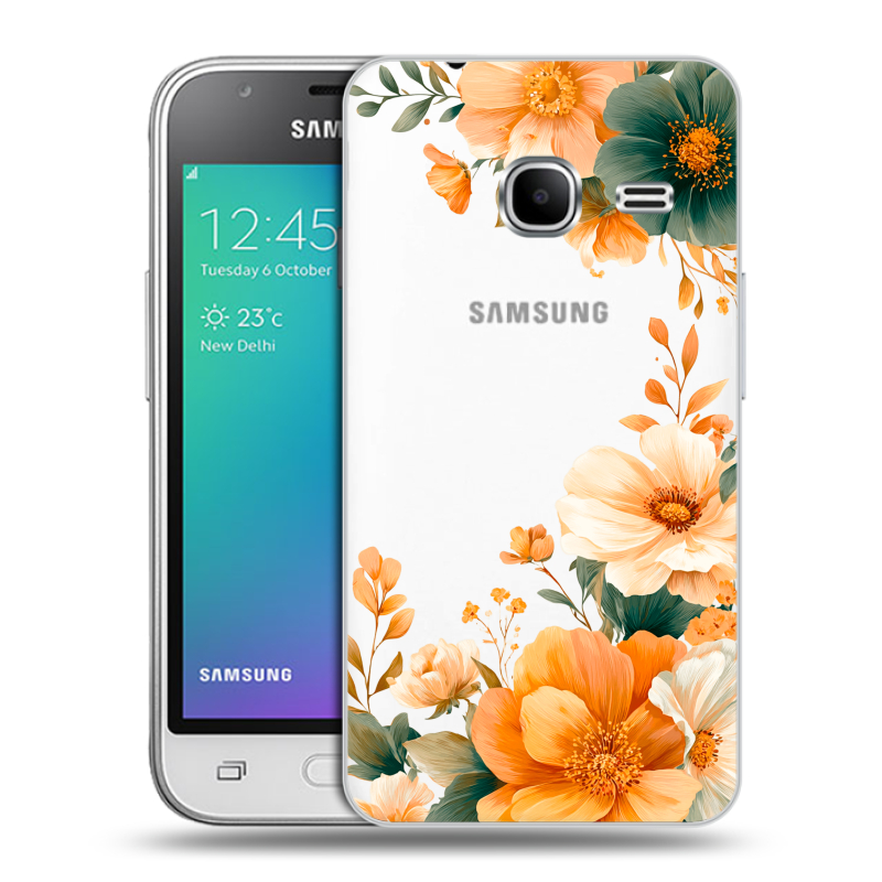 Силиконовый чехол на Samsung Galaxy J1 mini (2016) с принтом Цветы принт Силиконовый чехол на Samsung Galaxy J1 mini (2016) с принтом Цветы принт