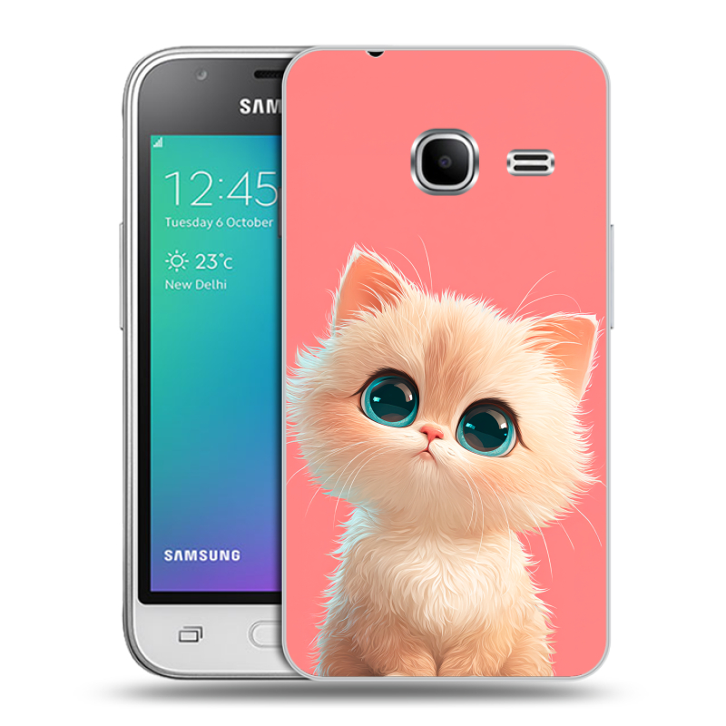 Силиконовый чехол на Samsung Galaxy J1 mini (2016) с принтом Розовый котенок Силиконовый чехол на Samsung Galaxy J1 mini (2016) с принтом Розовый котенок