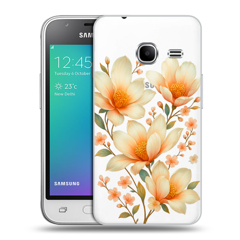 Силиконовый чехол на Samsung Galaxy J1 mini (2016) с принтом Цветы Силиконовый чехол на Samsung Galaxy J1 mini (2016) с принтом Цветы