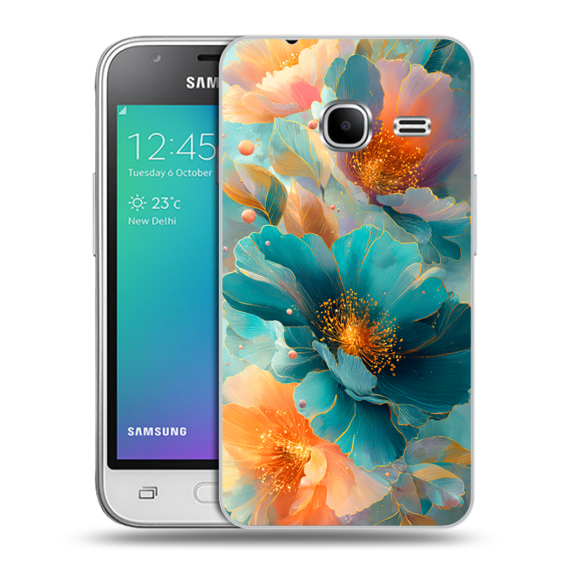 Силиконовый чехол на Samsung Galaxy J1 mini (2016) с принтом Цветы Силиконовый чехол на Samsung Galaxy J1 mini (2016) с принтом Цветы