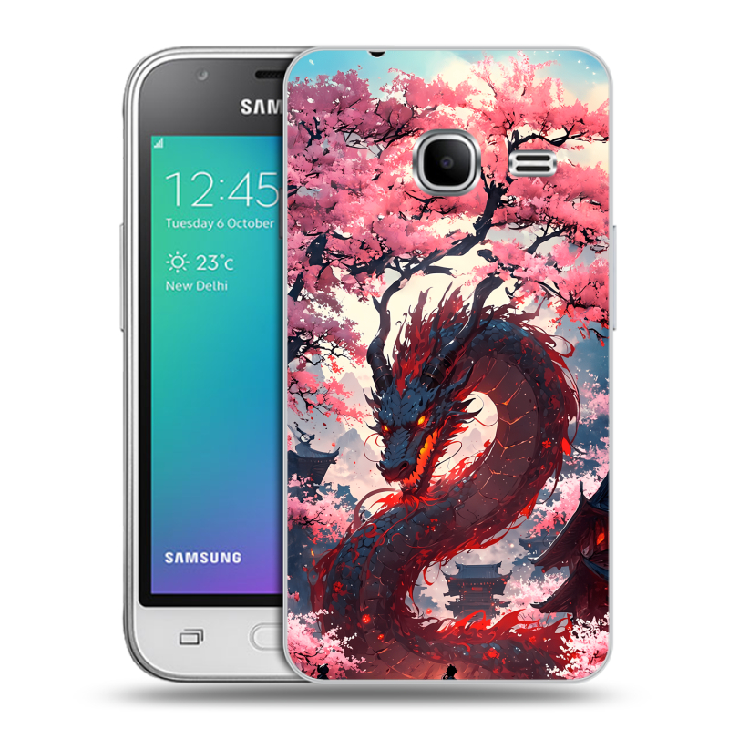 Силиконовый чехол на Samsung Galaxy J1 mini (2016) с принтом Дракон Японский Силиконовый чехол на Samsung Galaxy J1 mini (2016) с принтом Дракон Японский