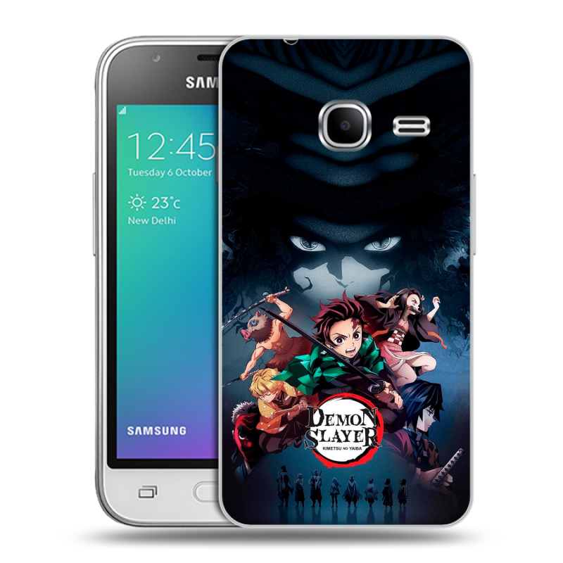 Силиконовый чехол на Samsung Galaxy J1 mini (2016) с принтом Demon Slayer Клинок рассекающий демонов Силиконовый чехол на Samsung Galaxy J1 mini (2016) с принтом Demon Slayer Клинок рассекающий демонов