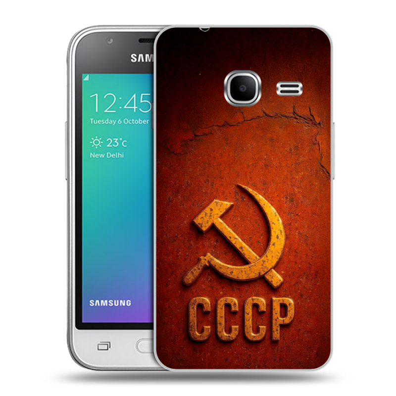 Силиконовый чехол на Samsung Galaxy J1 mini (2016) с принтом Флаг Герб СССР Силиконовый чехол на Samsung Galaxy J1 mini (2016) с принтом Флаг Герб СССР