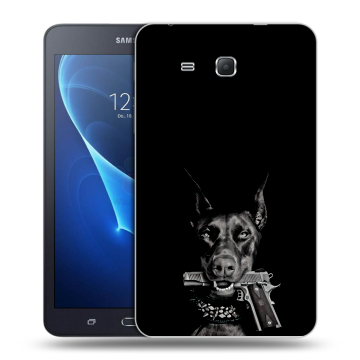 Силиконовый чехол на планшета Samsung Galaxy Tab A 7 (2016) с принтом Доберман и пистолет Силиконовый чехол на планшета Samsung Galaxy Tab A 7 (2016) с принтом Доберман и пистолет