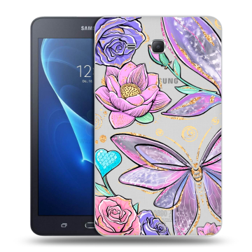 Силиконовый чехол на Samsung Galaxy Tab A 7 (2016) с принтом Бабочки и цветы Силиконовый чехол на Samsung Galaxy Tab A 7 (2016) с принтом Бабочки и цветы
