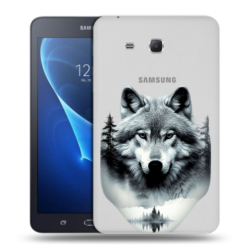 Силиконовый чехол на Samsung Galaxy Tab A 7 (2016) с принтом Волк в лесу Силиконовый чехол на Samsung Galaxy Tab A 7 (2016) с принтом Волк в лесу