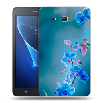 Силиконовый чехол на Samsung Galaxy Tab A 7 (2016) с принтом Голубые цветы Силиконовый чехол на Samsung Galaxy Tab A 7 (2016) с принтом Голубые цветы