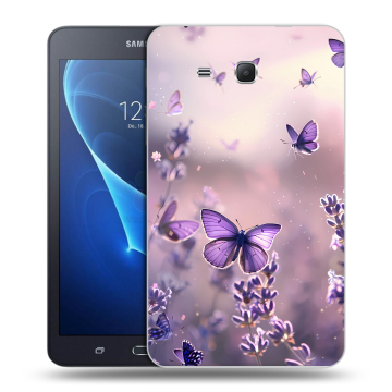Силиконовый чехол на Samsung Galaxy Tab A 7 (2016) с принтом бабочки и лаванда Силиконовый чехол на Samsung Galaxy Tab A 7 (2016) с принтом бабочки и лаванда