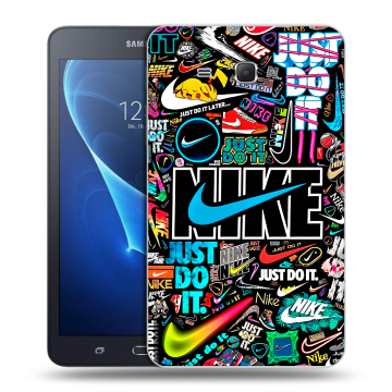 Силиконовый чехол на Samsung Galaxy Tab A 7 (2016) с принтом найк nike черный