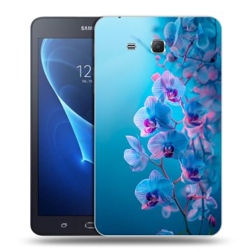 Силиконовый чехол на Samsung Galaxy Tab A 7 (2016) с принтом голубые орхидеи Силиконовый чехол на Samsung Galaxy Tab A 7 (2016) с принтом голубые орхидеи