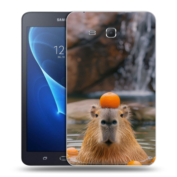 Силиконовый чехол на Samsung Galaxy Tab A 7 (2016) с принтом Капибара с апельсином Силиконовый чехол на Samsung Galaxy Tab A 7 (2016) с принтом Капибара с апельсином