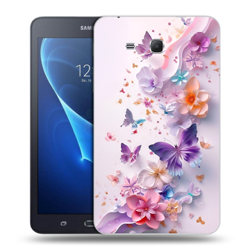 Силиконовый чехол на Samsung Galaxy Tab A 7 (2016) с принтом цветы бабочки
